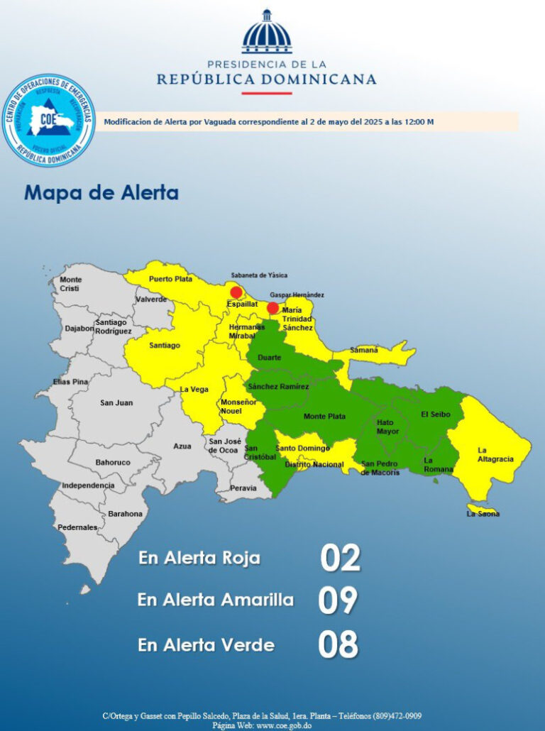 Colocan dos localidades en alerta roja por efectos de vaguada