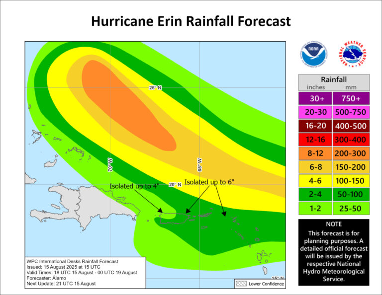 ¡Hasta ahora! Se prevé que el huracán Erin provoque lluvias significativas y fuerte oleaje en RD