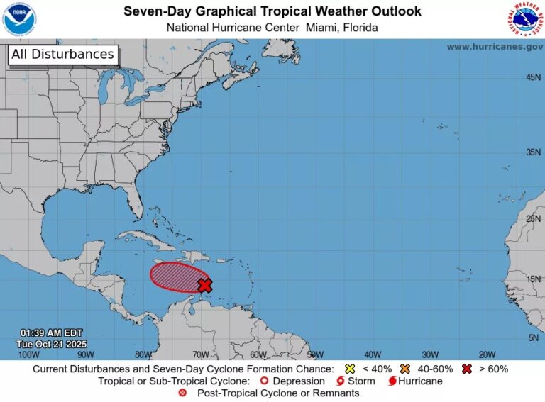 “Melissa” tiene un 90 % de probabilidad de convertirse en ciclón tropical