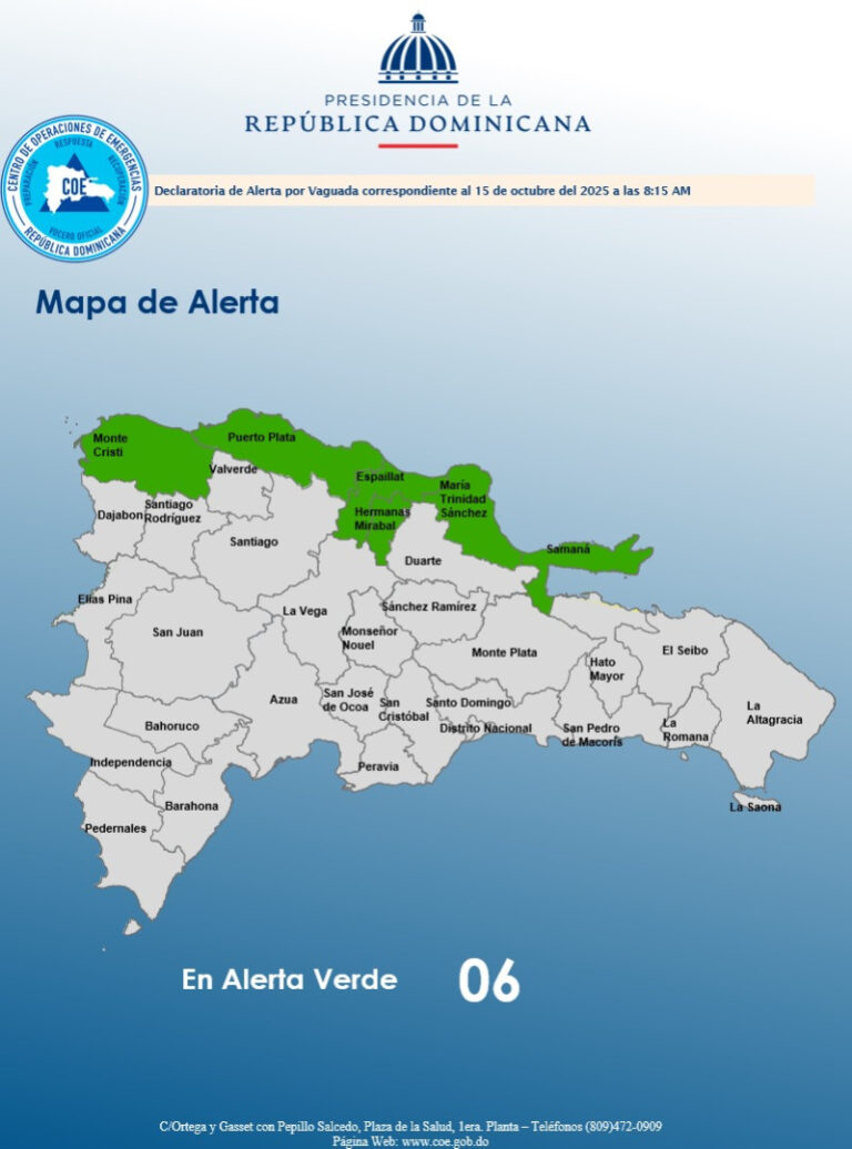 COE emite alerta verde para seis provincias; vaguada incrementará las lluvias