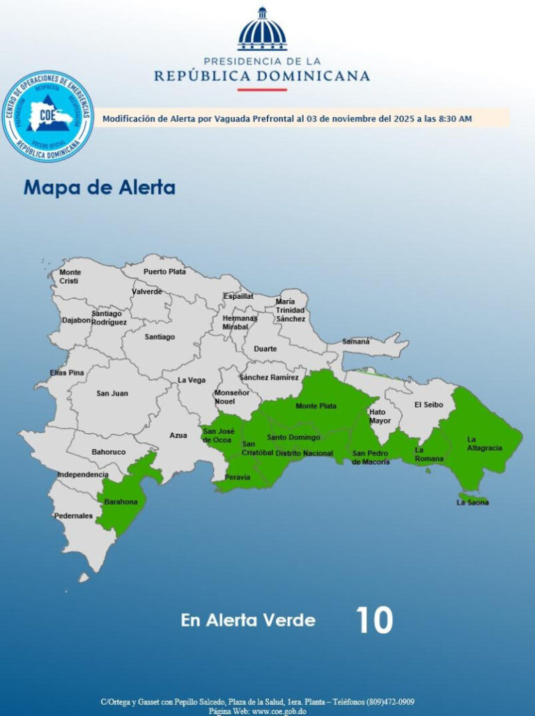 Por saturación de los suelos el COE mantiene 10 provincias en alerta verde