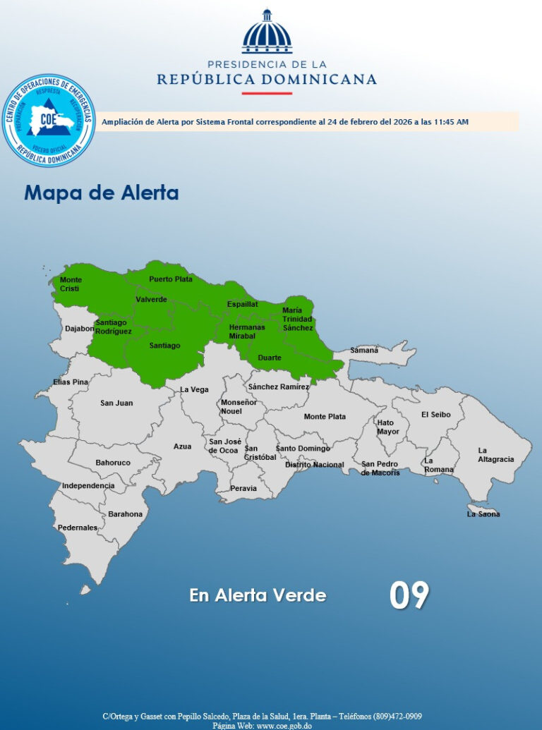 El COE eleva a nueve las provincias en alerta verde